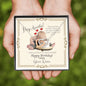 Auntie's Birthday from Niece - Interlocking Hearts Cubic Zirconia Stones Necklace with Funny Message Card - Baby Mood Lamp