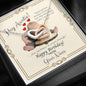 Auntie's Birthday from Niece - Interlocking Hearts Cubic Zirconia Stones Necklace with Funny Message Card - Baby Mood Lamp
