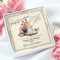 Grandmother's Birthday from Grandson - Love Knot Necklace with Funny Message Card - Baby Mood Lamp