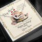 Mother's Birthday from Son - Interlocking Hearts Necklace with Funny Message Card - Baby Mood Lamp