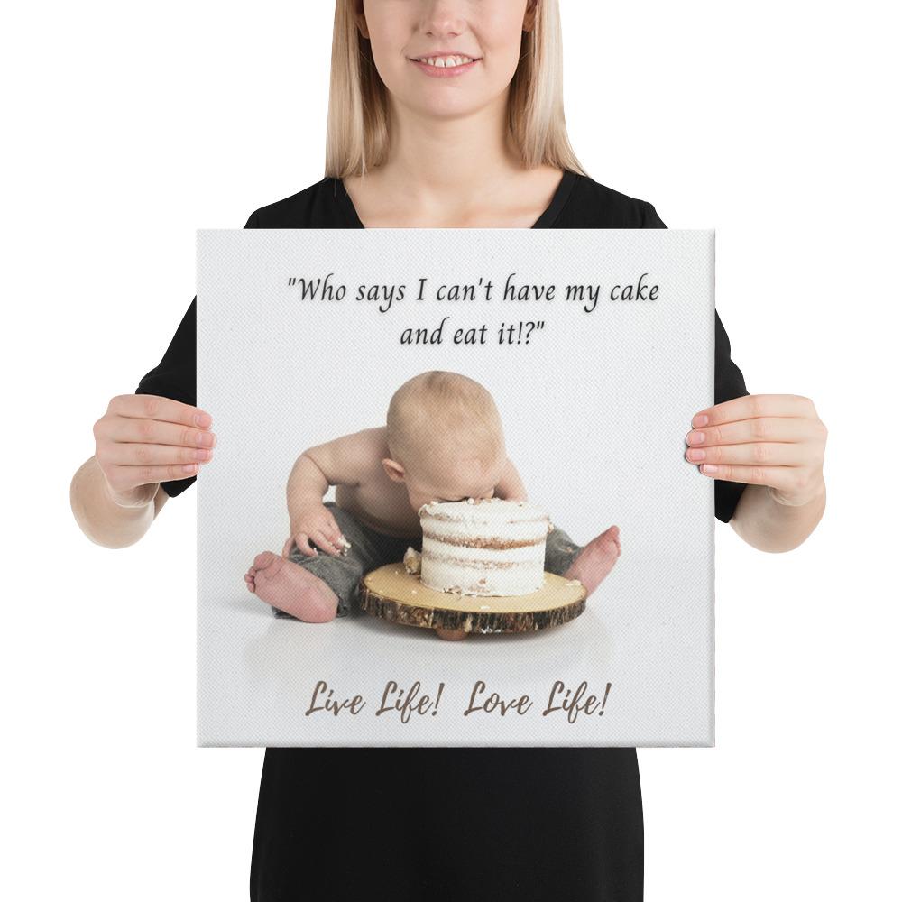 Baby Eating Cake - Canvas Gift (Various Sizes) - Baby Mood Lamp