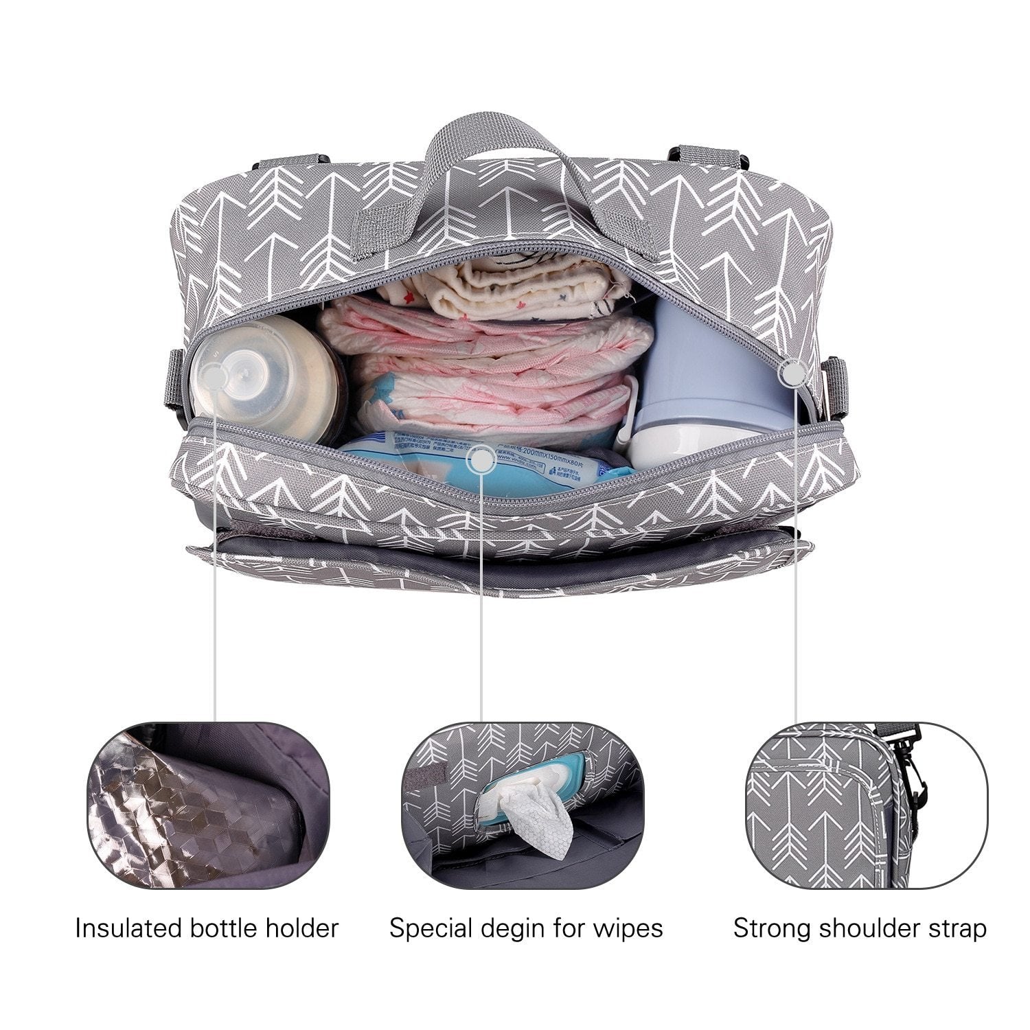 Baby Stroller Organizer Bag with Easy Access Baby Wipes Pocket, Shoulder Strap, mobile phone and personal items (Choice of 6 Styles) - Baby Mood Lamp