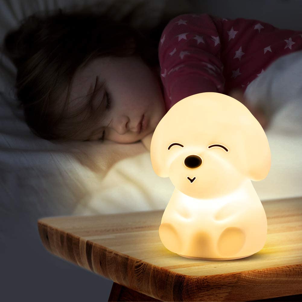 Cute Night Light for Kids,Toddler, Portable Battery Operated Silicone Nursery Baby Nightlight, Color Changing Kawaii Anima Bedroom Decor Decorations,Teen Girls Boys Child Birthday GiftsPuppy Lamp - Baby Mood Lamp