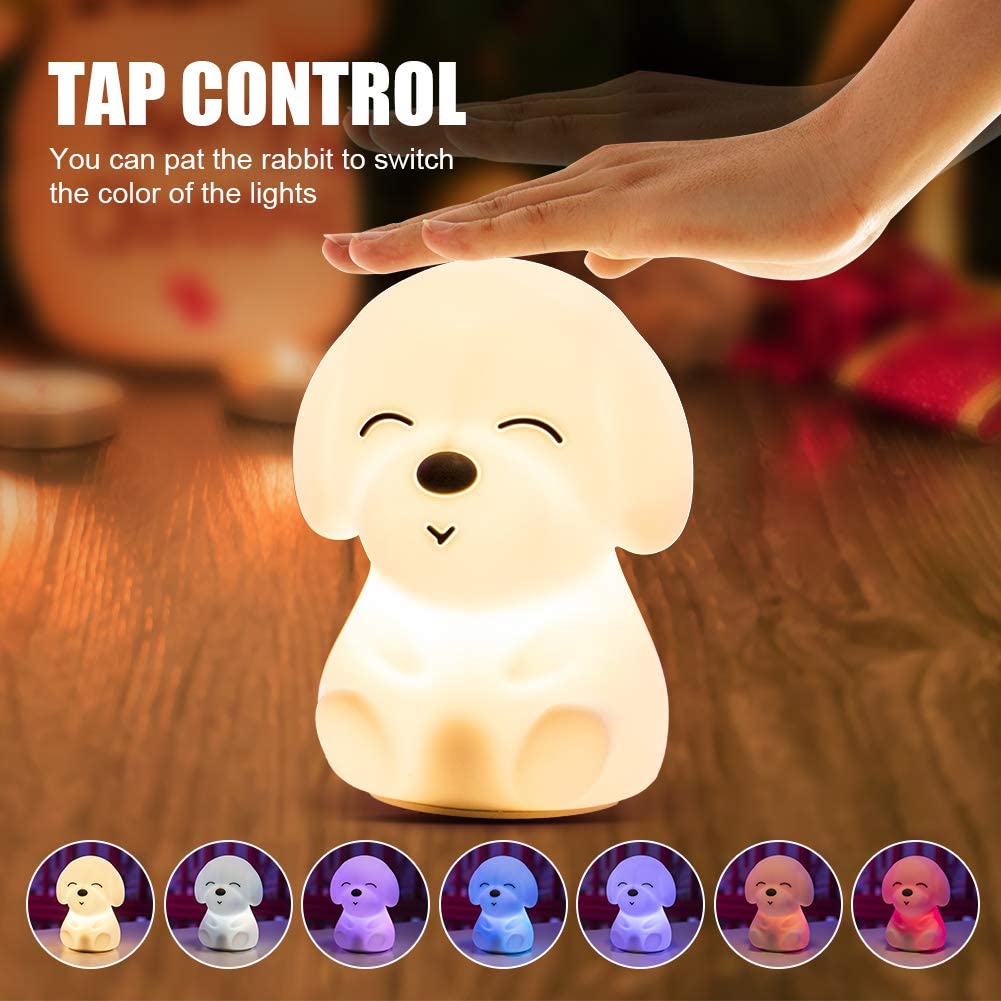 Cute Night Light for Kids,Toddler, Portable Battery Operated Silicone Nursery Baby Nightlight, Color Changing Kawaii Anima Bedroom Decor Decorations,Teen Girls Boys Child Birthday GiftsPuppy Lamp - Baby Mood Lamp